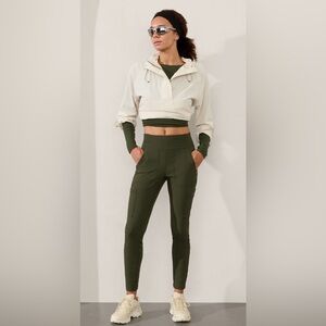 Athleta Headlands Hybrid High Rise Cargo Legging in Dark Olive, size 14
